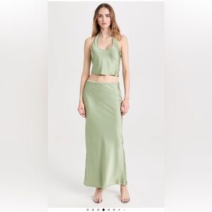 Lioness Satin Green Top & Skirt Set